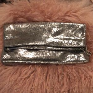 Steve Madden silver fold over clutch